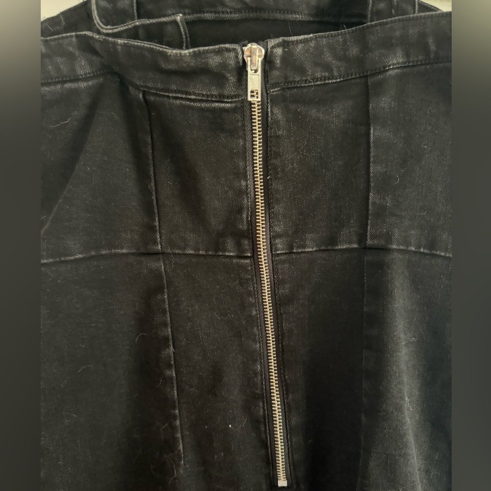 Ten Sixty Sherman Side Button Square Neck Black Denim Mini Dress - Picture 5 of 7